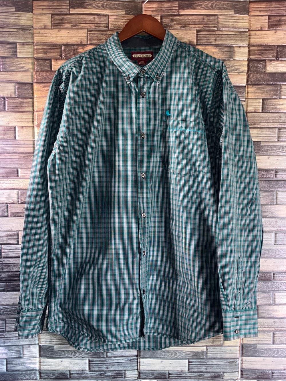 Cody James 2XL EUC Men's Green Plaid Button-Down Shirt